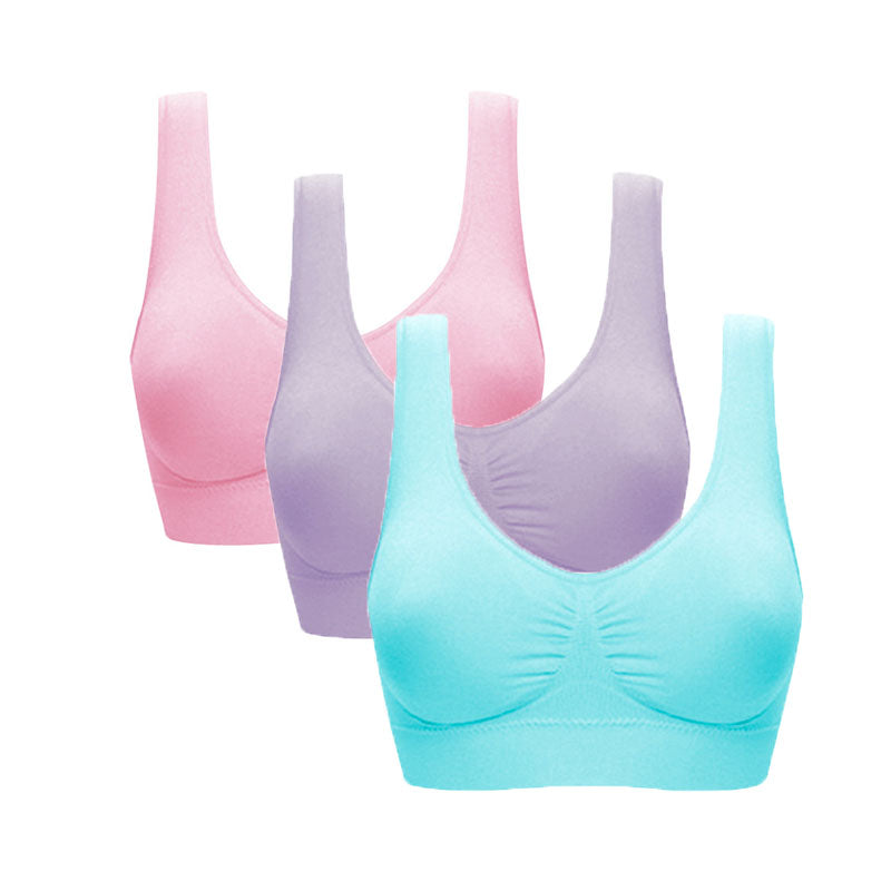 3 Pcs Seamless Sports Bras with Removable Pads Yoga Vest-Set7