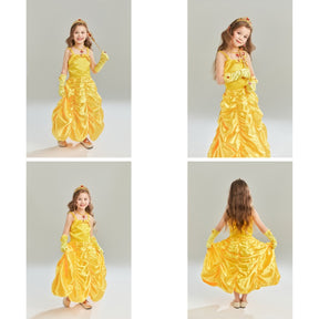 Yellow Princess Dress Off Shoulder with Accessories Birthday Party