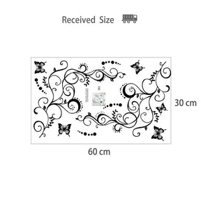 Removable DIY Black Nursery Flowers Vine And Butterfly Wall Corner Sticker for Home Decorations