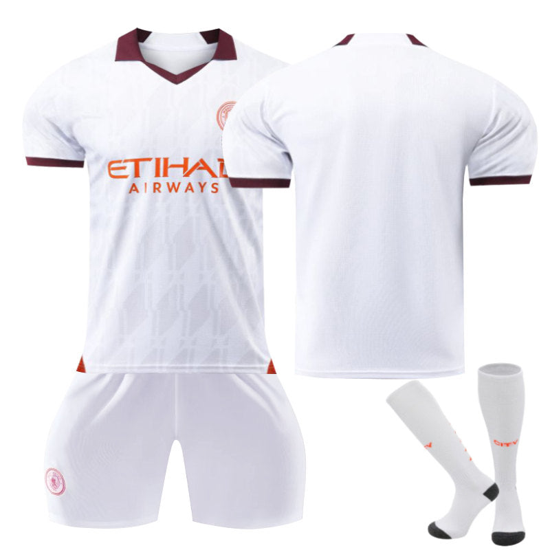 Manchester City Away Jersey for Kids Adults 3-Pieces Outfits-White