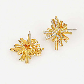 Pair of Geometric Irregular Star Earrings-Gold