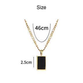 Minimalist Rectangular Natural Shell Pendant Gold Plated Chain Necklaces for Women-Black