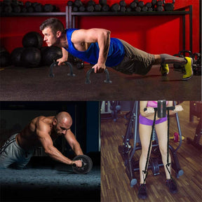6-in-1 Abdominal Roller Kit with Knee Pads Resistance Band Pad Pusher Handle for Home Gym Equipment