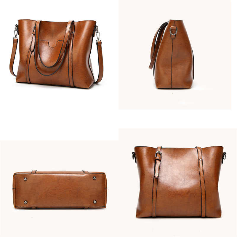 Womens Soft PU Leather Tote Bag Large Capacity Shoulder Bag-Wine Red