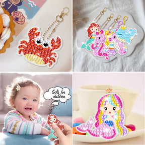 15 Pcs DIY Diamond Painting Mermaid Keychains Kit Gifts for Kids Ages 6-12