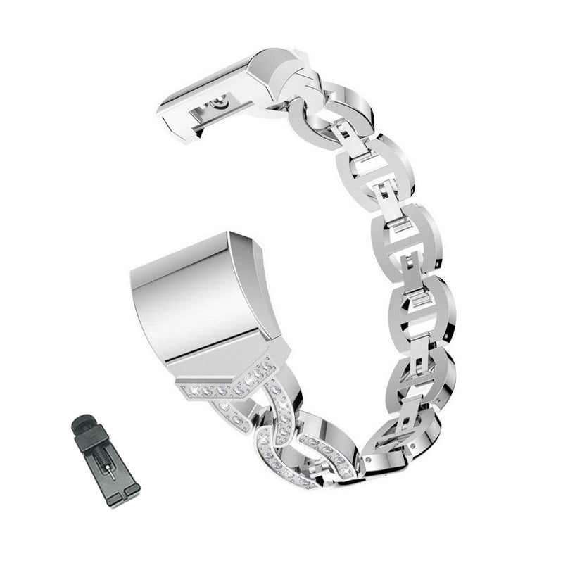 VO Bling Stainless Steel Apple Watch Band Adjustable Wristbands for Apple IWatch Series SE/1/2/3/4/5/6 For Women-Silver
