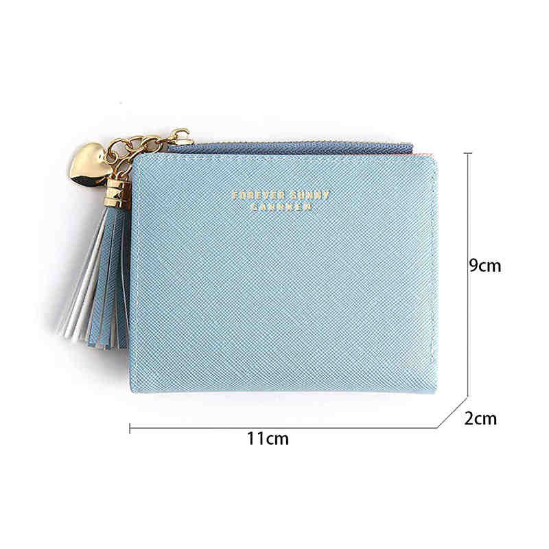 Women Small Wallet RFID Bifold Compact Wallet-Blue