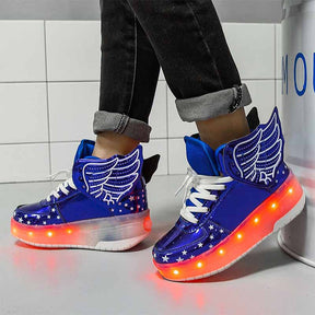 Kids LED Light Up Shoes High top Dancing Sneakers for Boys Girls-Blue