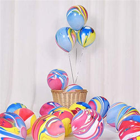 40 Pcs 12 Inches Tie Dye Balloons Rainbow Agate Marble Latex Balloons Swirl Balloons Helium Balloons Tie Dye Birthday Decorations