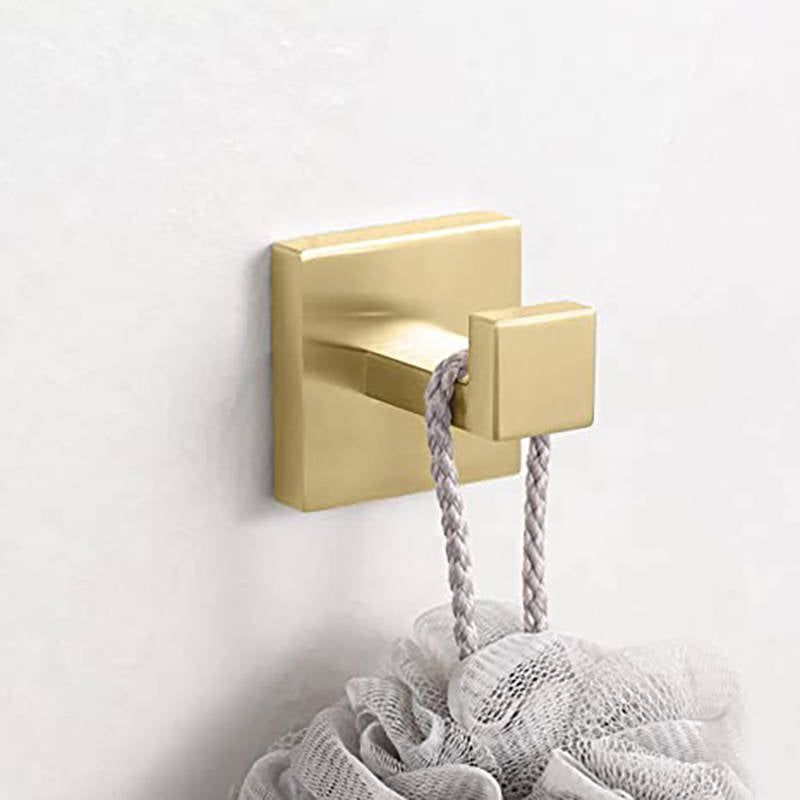 2 Pack Bathroom Hooks 304 Stainless Steel Square Wall Hooks-Gold