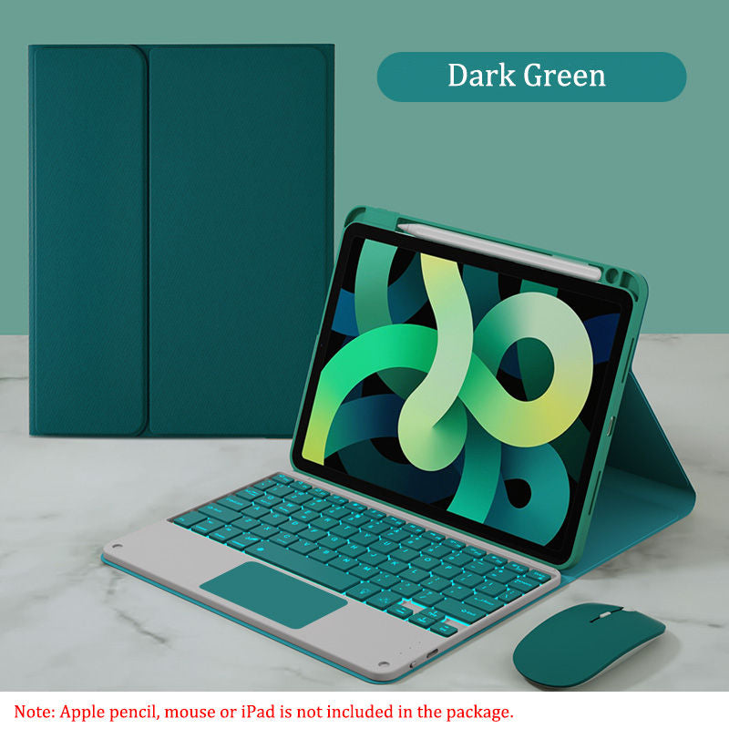 Removable Keyboard Case For iPad Air 4/iPad Air 5/iPad Pro 11 7 Color Backlit with Touch Panel Pen Slot-DarkGreen