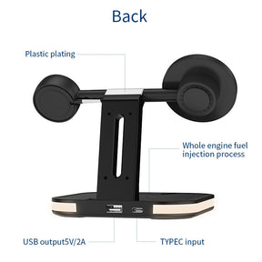 3-in-1 Magnetic Wireless 25W Fast Charger Watch Headset Desktop Phone Stand-Black