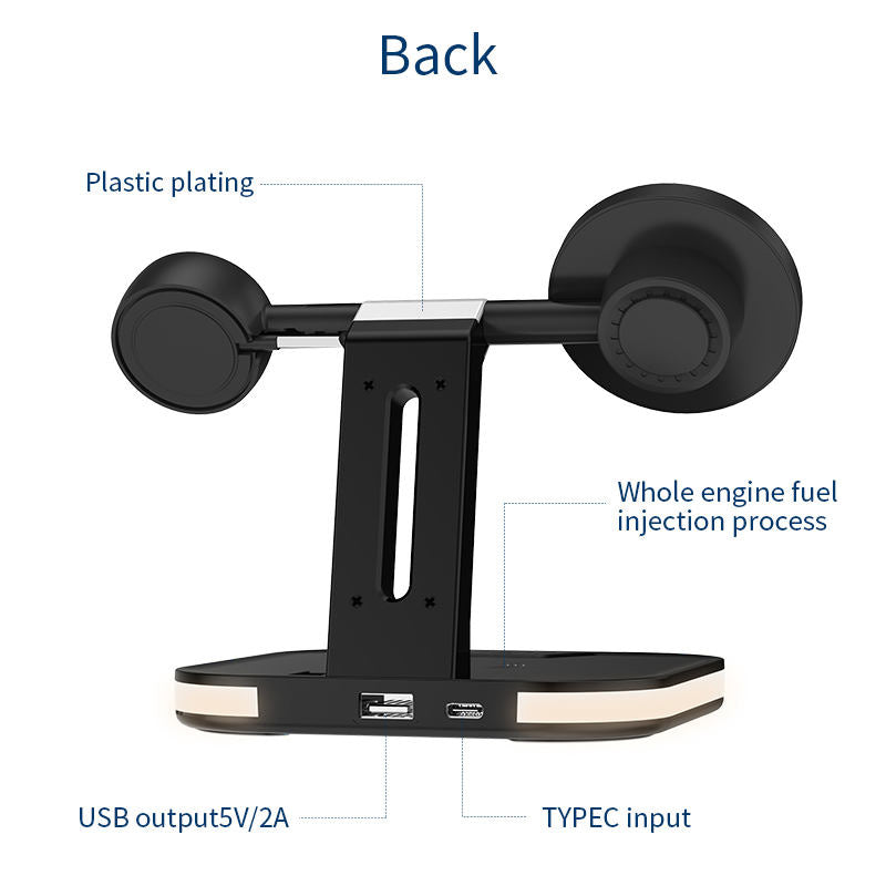 3-in-1 Magnetic Wireless 25W Fast Charger Watch Headset Desktop Phone Stand-Black