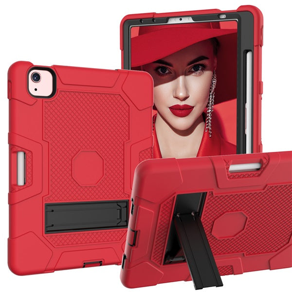 B3 Robot iPad Case Silicone Shockproof Protective Stand Cover For iPad Pro 11inch (2018/2020/2021) Air4 10.9 Air5 (2021)-Red&Black