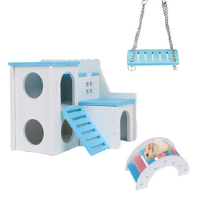 3-Pack Hamster Exercise Toys House Hideout for Small Animal-F