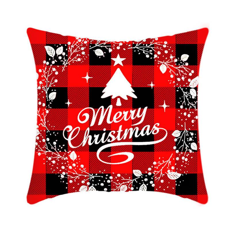 4Pcs 18x18 inch Christmas Throw Pillow Covers Square Cushion Cover for Sofa Decorative-C