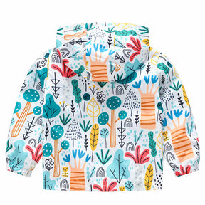 Toddler Boys Girls Cartoon Print Zip Jacket Hooded Trench Kids Casual Coats-8