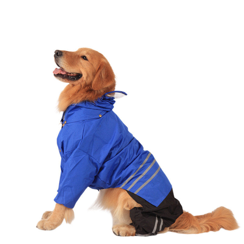 Dog Raincoat Lightweight Adjustable Windbreaker Hooded Jacket for Pets-Blue