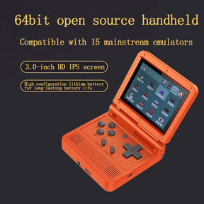 64Bit 3.0 in IPS Retro Flip Handheld Game Console Built in 1000+ Games-Orange