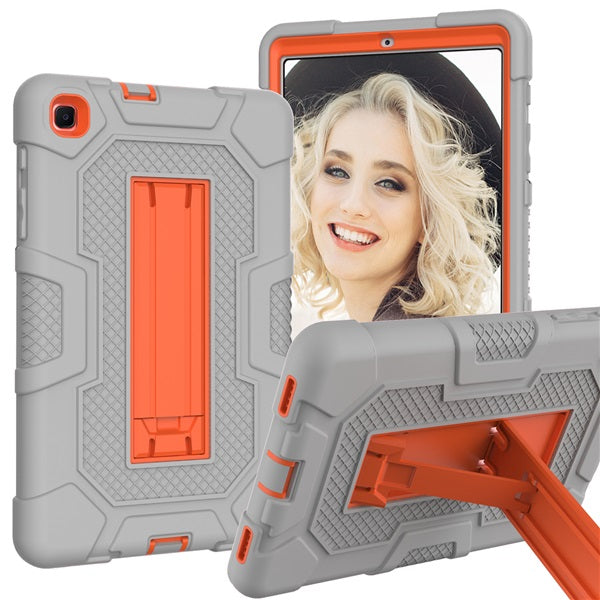 B3 Robot Tablet Case Silicone Shockproof Protective Stand Cover For Samsung Galaxy Tab A 8.4 T307 (2020)-Gray&Orange
