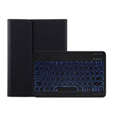 Keyboard Case For iPad Cute Round Key 7 Color Backlit Detachable Keyboard with Pen Slot at the Bottom-Black