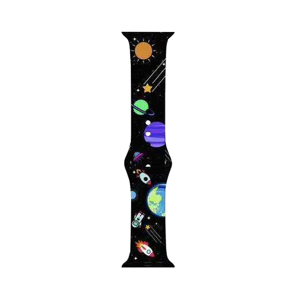 Color Printing Silicone Watch Band For Apple Watch SE/6/5/4/3/2/1(Outer Space)