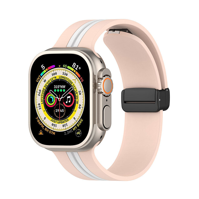 Silicone Bicolor Band with Magnetic Folding Buckle for Apple Watch-2