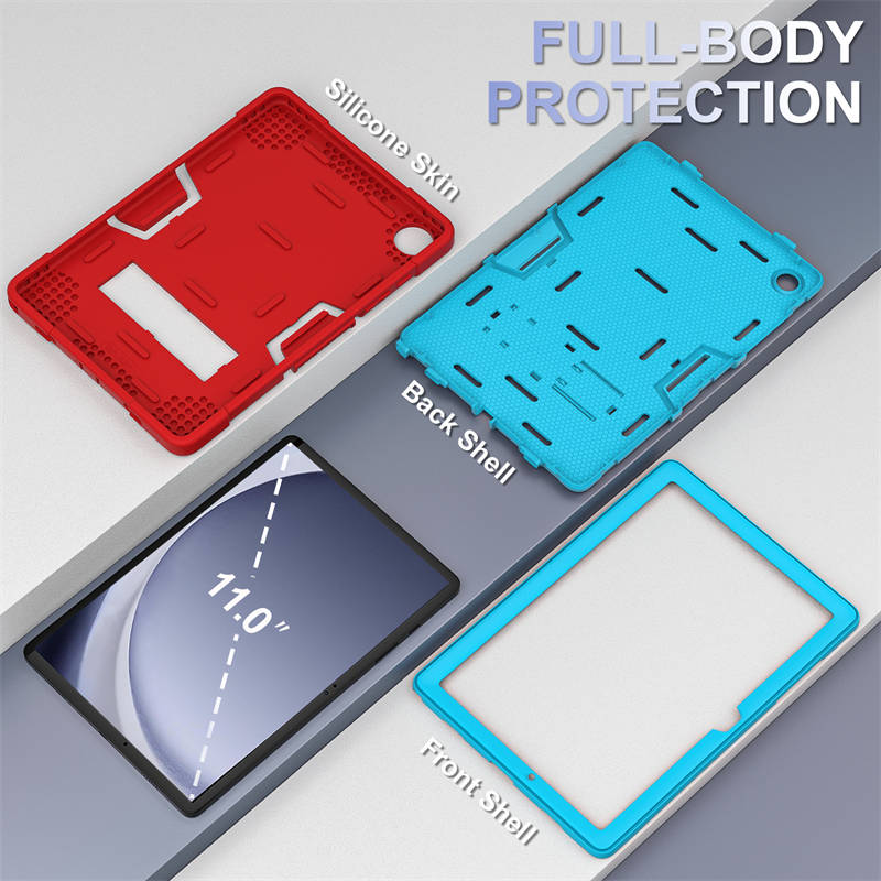 Silicone Tablet Case with Stand for Samsung Galaxy Tab A9 Plus 2023-RedBlue