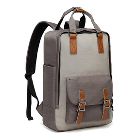 Waterproof Backpack for Women Girls 16 Inch College Vintage Travel Bag-LightGray