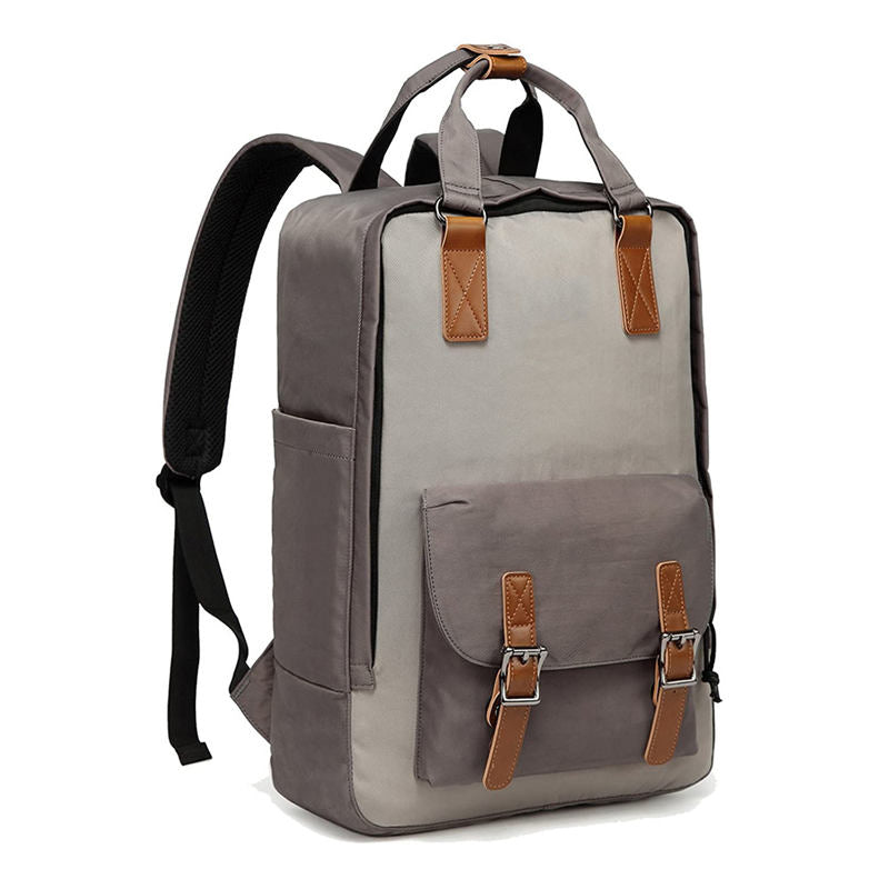 Waterproof Backpack for Women Girls 16 Inch College Vintage Travel Bag-LightGray