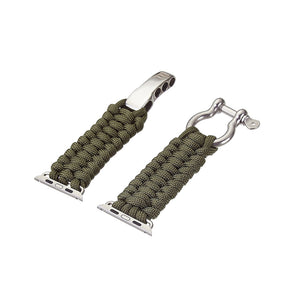 Nylon Rope Watch Band With Adjustable Size Outdoor Survival Stainless Steel Shackle For Apple Watch SE/6/5/4/3/2/1(Green)
