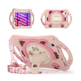 CatA iPad Silicone Case For iPad Mini 6 Built-in Handle Stand With a Strap-Pink