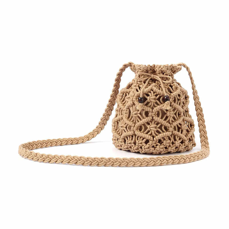 Womens Hand Woven Crossbody Bag Beach Casual Shoulder Bag-Brown