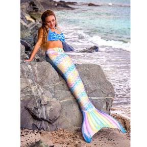 Kids Atlantis Mermaid Tails For Swimming Swimsuit With Flippers-Magic Color