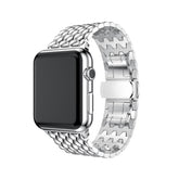 Dragon Leather Metal Watch Band For Apple Watch SE/6/5/4/3/2/1(Silver)