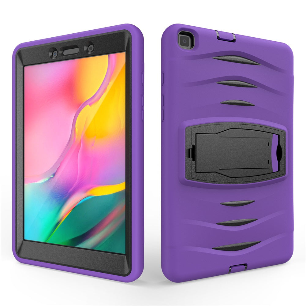 Shock Wave Kickstand Case Heavy Duty Rugged Anti-Fall Protection For Samsung Tab A 8inch T290/T295(2019)-Purple