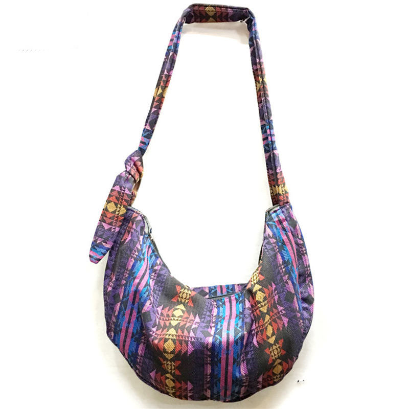 Womens Sling Crossbody Bag Ethnic Print Shoulder Bag with Adjustable Strap-K