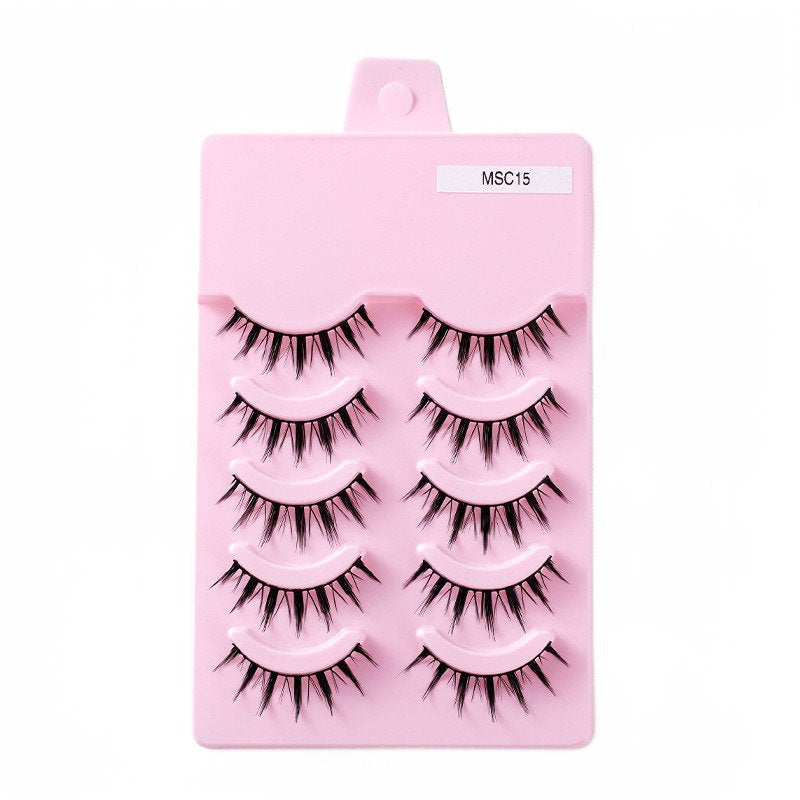 5 Pairs False Eyelashes Natural Curly 3D Lashes Set for Daily-msc15