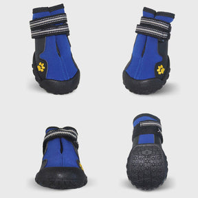 4 Pcs Dog Shoes Non-Slip Warm with Reflective Straps for Middle Large Dogs-Blue