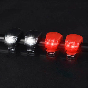 LED Bicycle Silicone Tail Light Kit Waterproof Mountain Bike Headlight 4 Pack Black Red