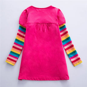 Winter Cotton Toddler Girl Clothes Long Sleeve Girls Dresses For Kids-Rose Red