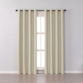 2 Panels Solid Color Blackout Curtains for Living Room-Beige