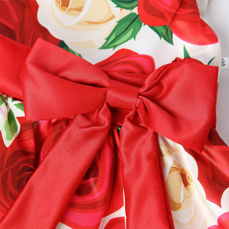 Girls Dresses Flower Girl Wedding Dress Elegant Floral Dress-Red