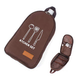 Cooking Utensils Organizer Travel Bag Portable Pouch for BBQ Camp Kitchen Kit-Brown