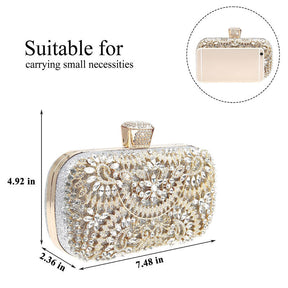Womens Sparkly Crystal Clutch Bag Bridal Purse Evening Handbag-Silver
