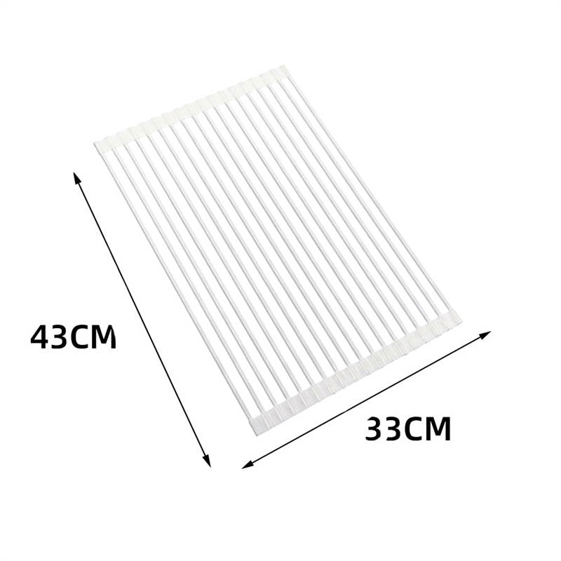 Over The Sink Multipurpose Roll-Up Dish Drying Rack 43*33CM-White