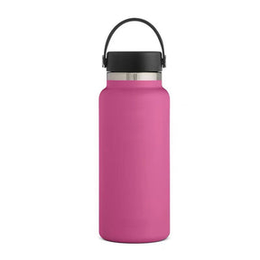 Stainless Steel Thermos Cup Wide Mouth Water Bottle for Outdoor Travel-Carnation Red