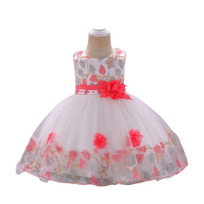 Toddler Pageant Flower Girl Lace Dress Little Girls Party Wedding Formal Dresses-WatermelonRed