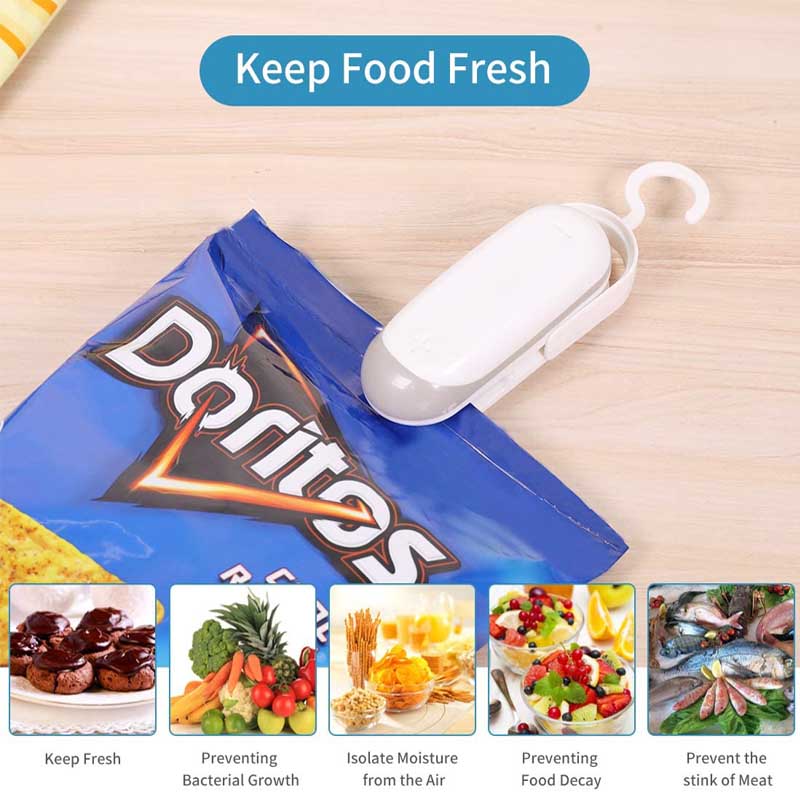 2Packs Portable Mini 2 in 1 Heat Seal and Cutter Mini Food Sealer For Plastic Bags Food Storage-White