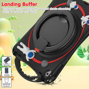 iPad Case Shockproof Case With Handle Stand Shoulder Strap for iPad 9.7 2018/2017/Pro9.7/Air2/Air-Black